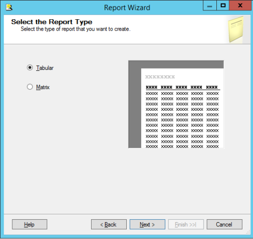 Select the Report Type