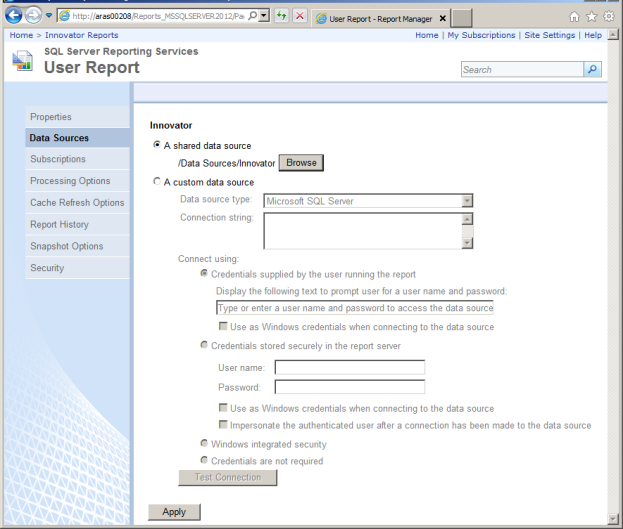 Select the Shared Data Source