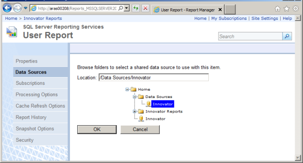 Select the Shared Data Source